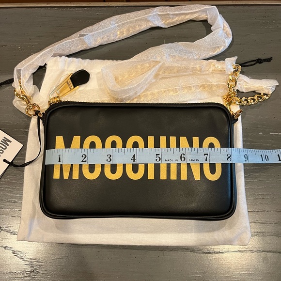 NWT Moschino Logo-print Zipped Chain Shoulder Bag - Picture 13 of 15